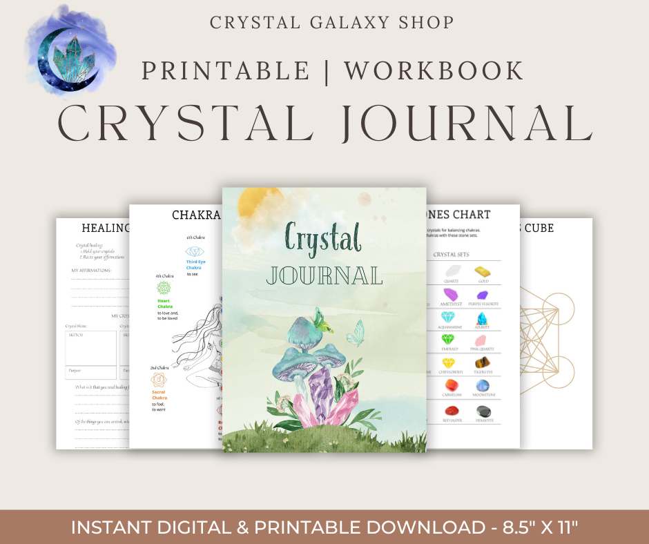 Crystal Journal, Workbook, Guides, Crystal Grids - Digital & Printable Download
