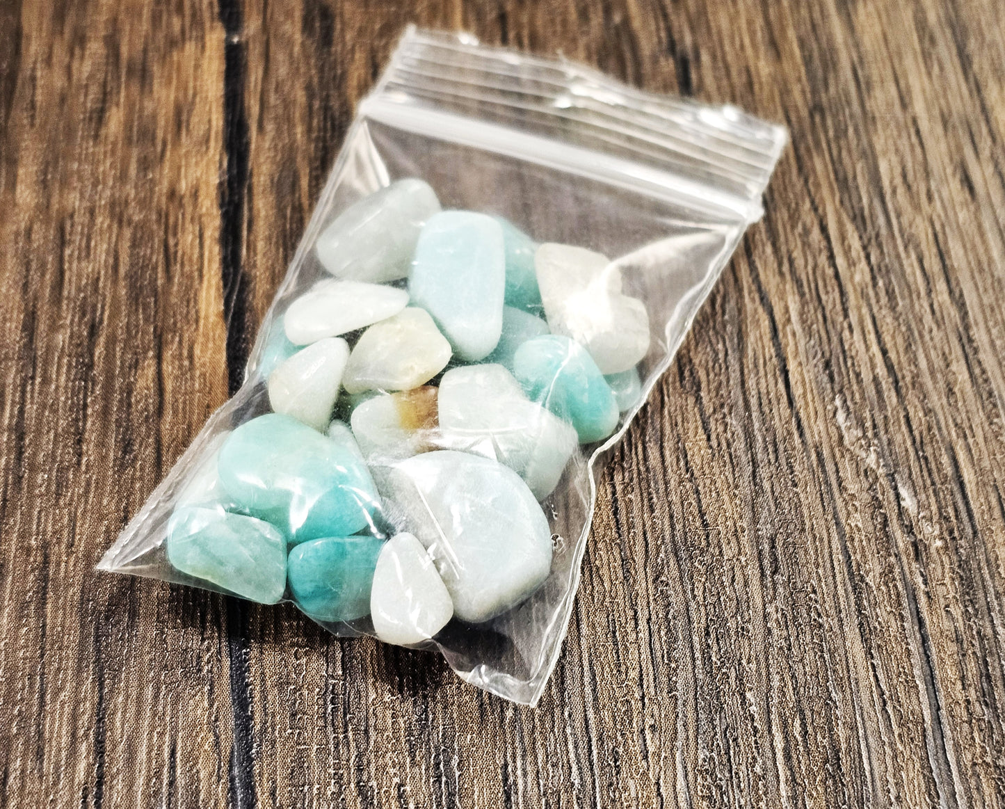 Amazonite Chips, Small Tumbles, Half Ounce Bag