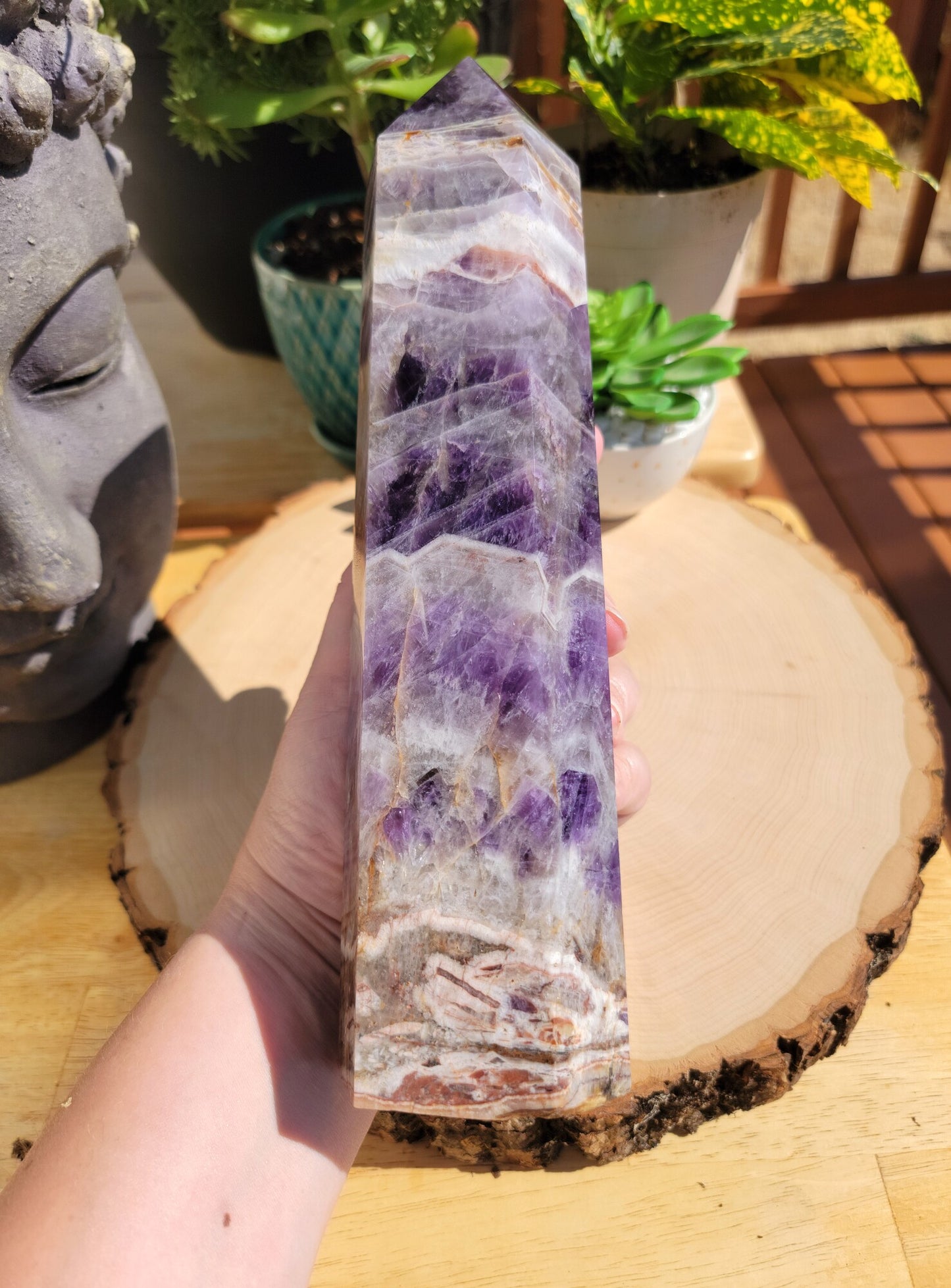 Chevron Amethyst Generator Tower 10.5" Tall 3.46 lbs, Dream Amethyst