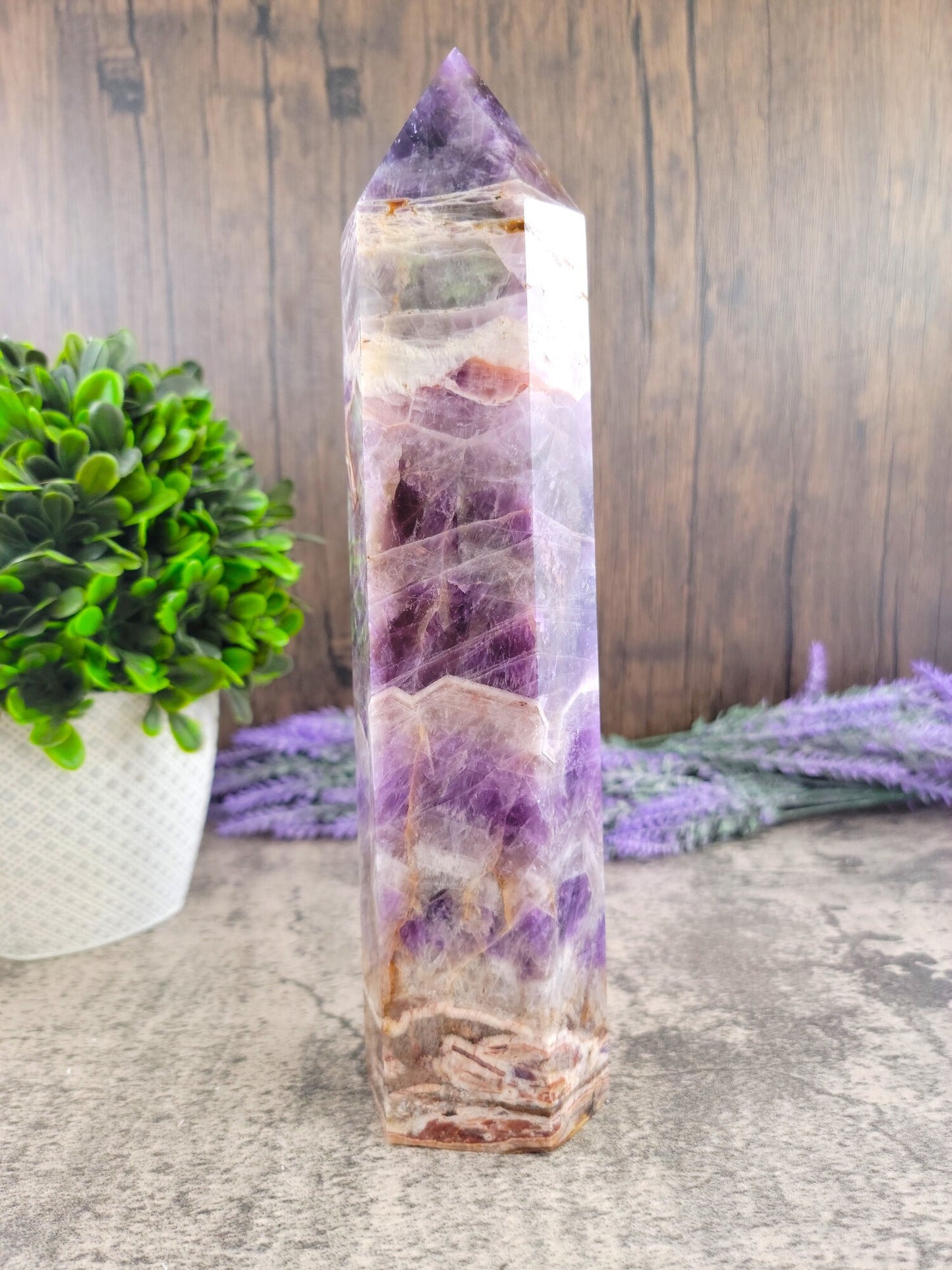 Chevron Amethyst Generator Tower 10.5" Tall 3.46 lbs, Dream Amethyst