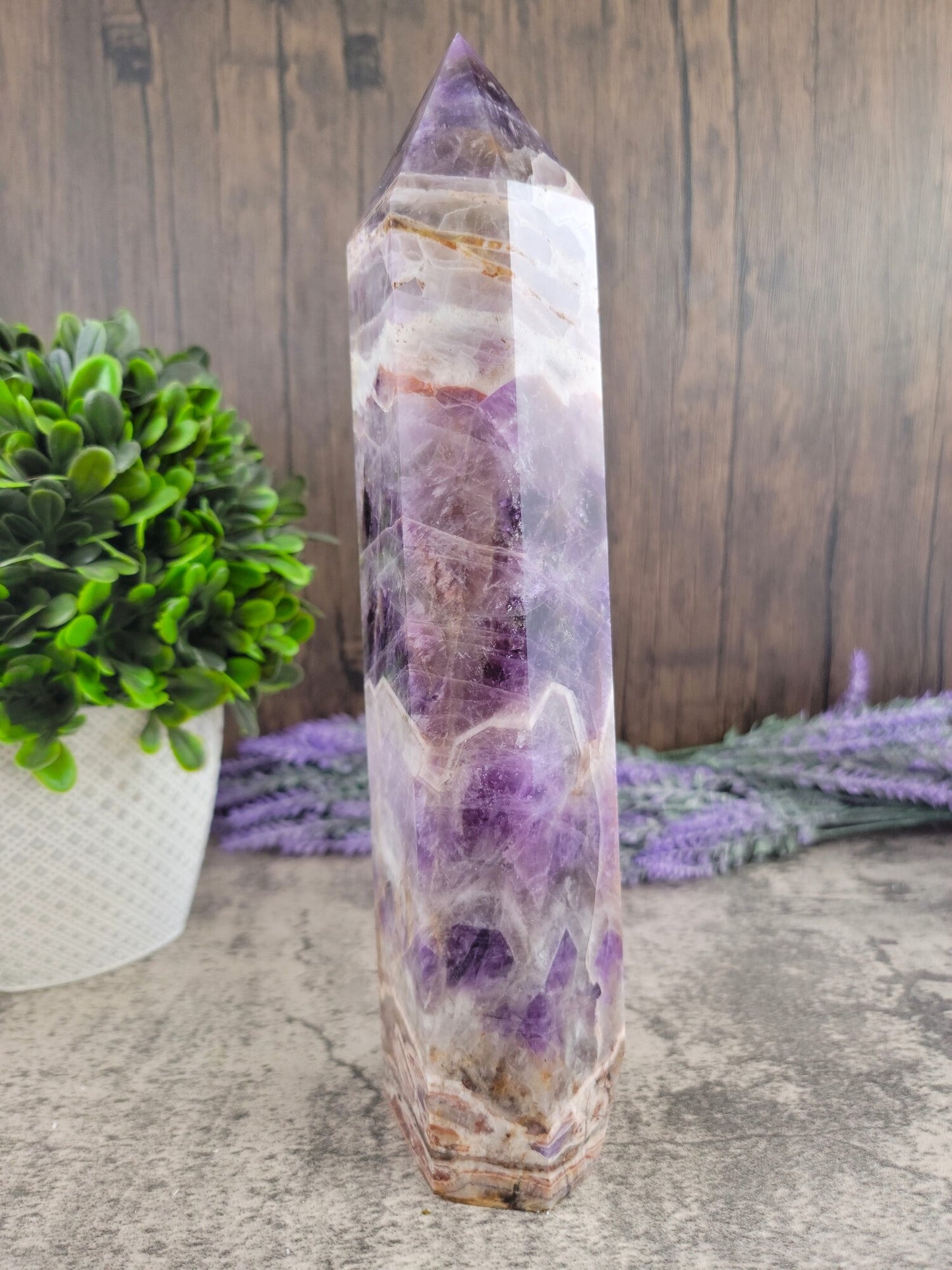 Chevron Amethyst Generator Tower 10.5" Tall 3.46 lbs, Dream Amethyst