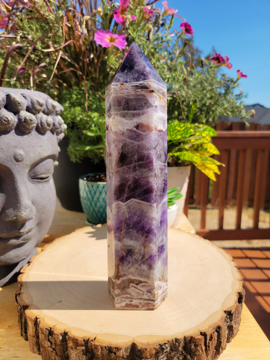 Chevron Amethyst Generator Tower 10.5" Tall 3.46 lbs, Dream Amethyst