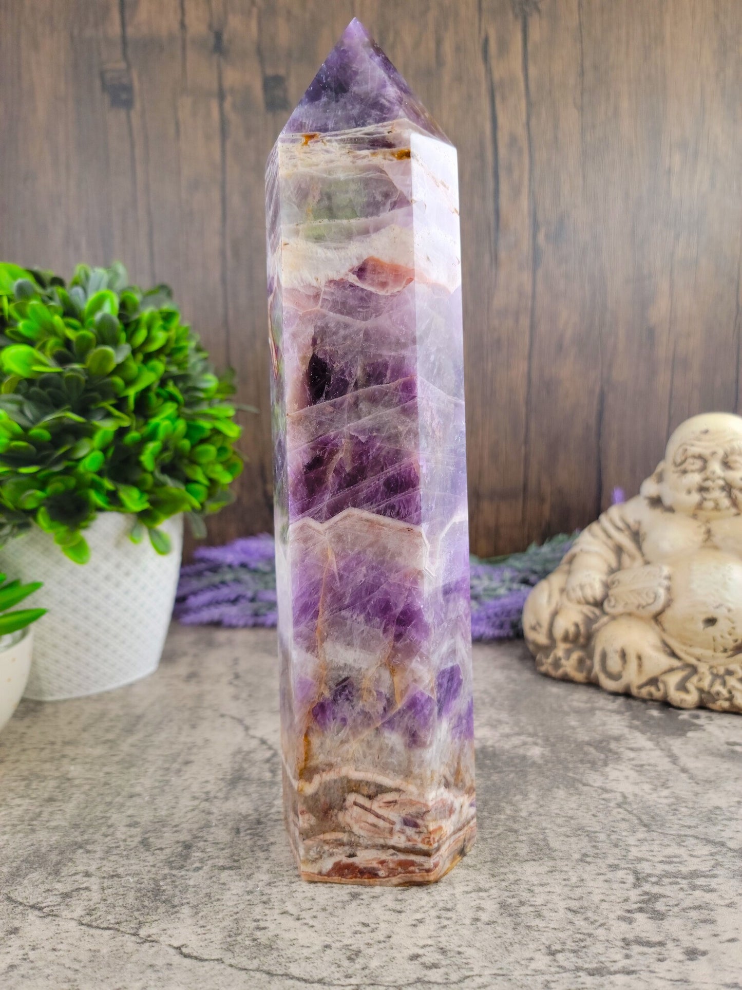 Chevron Amethyst Generator Tower 10.5" Tall 3.46 lbs, Dream Amethyst