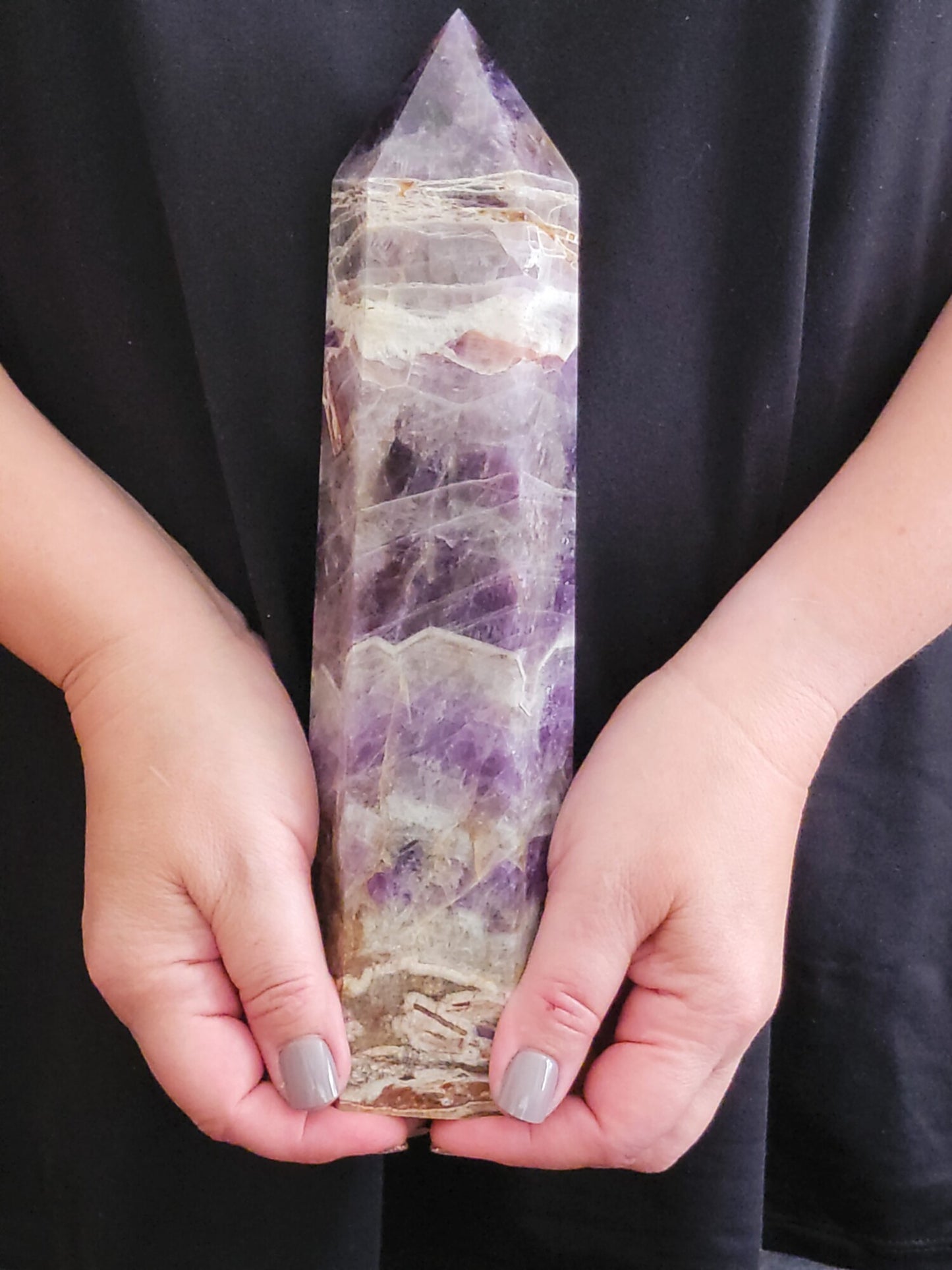 Chevron Amethyst Generator Tower 10.5" Tall 3.46 lbs, Dream Amethyst