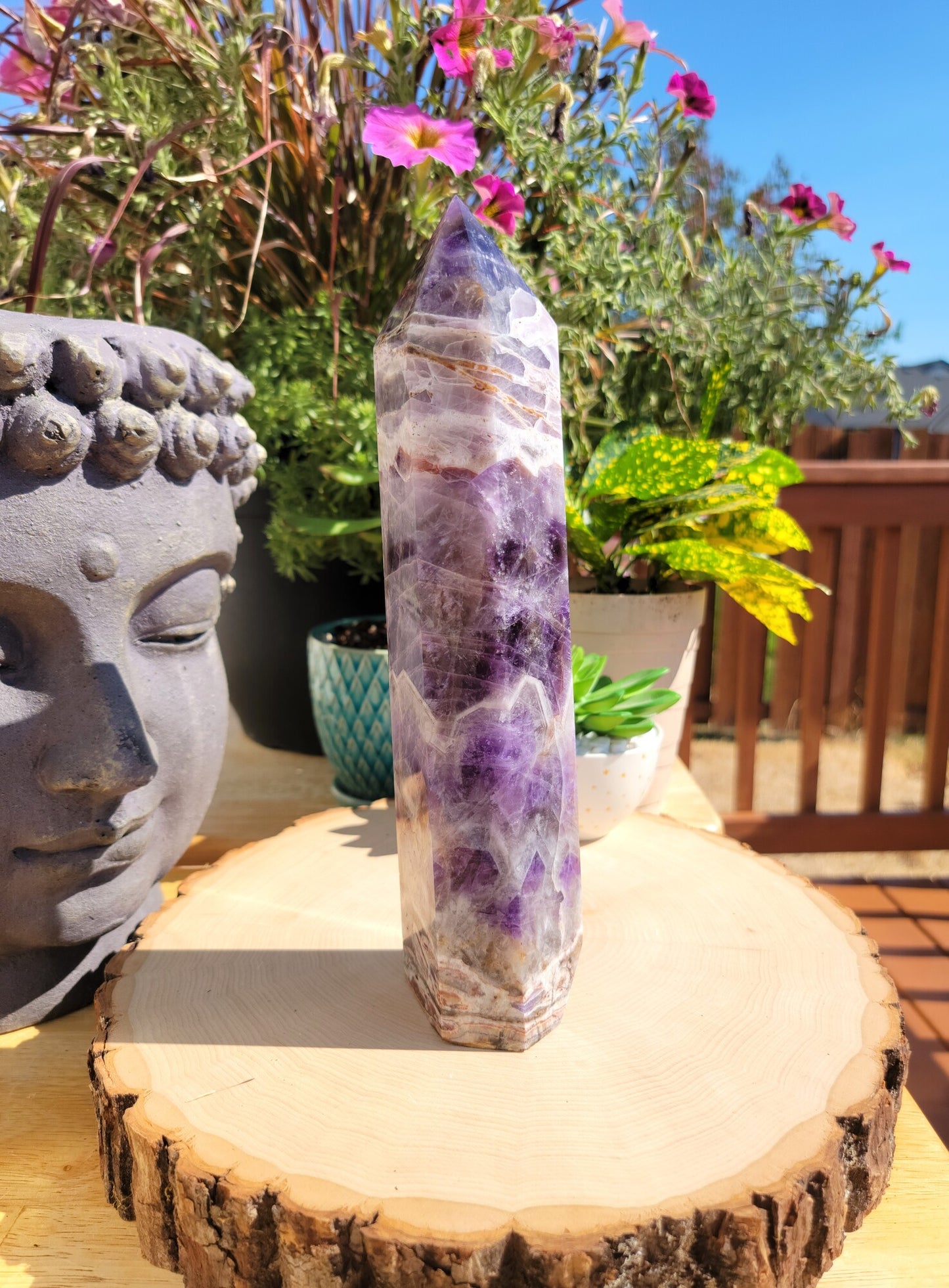 Chevron Amethyst Generator Tower 10.5" Tall 3.46 lbs, Dream Amethyst