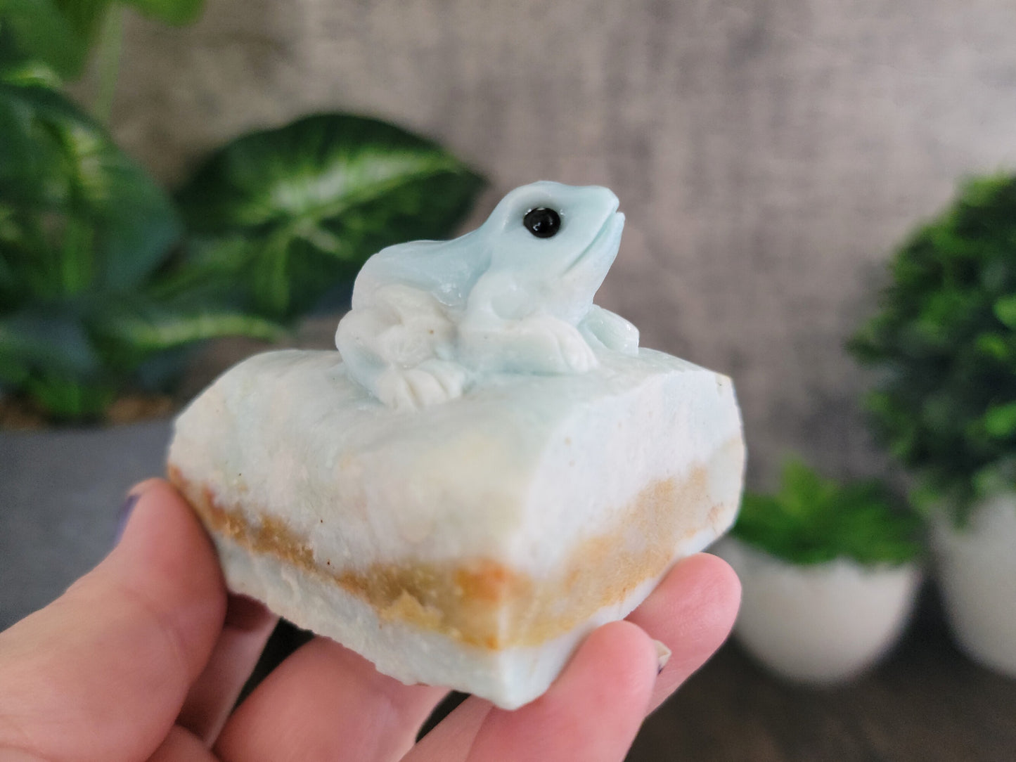 Amazonite Hand Carved Frog 3.10"