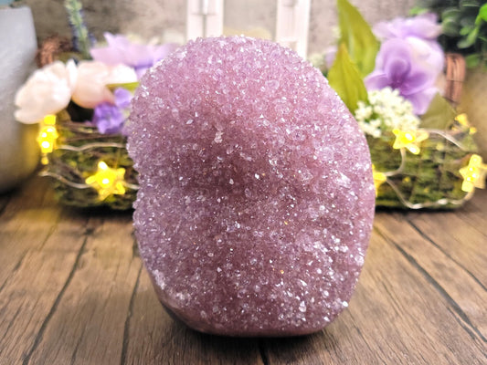 Amethyst Agate Galaxy 3.325 Pounds Standing 5" Geode, Pink Purple
