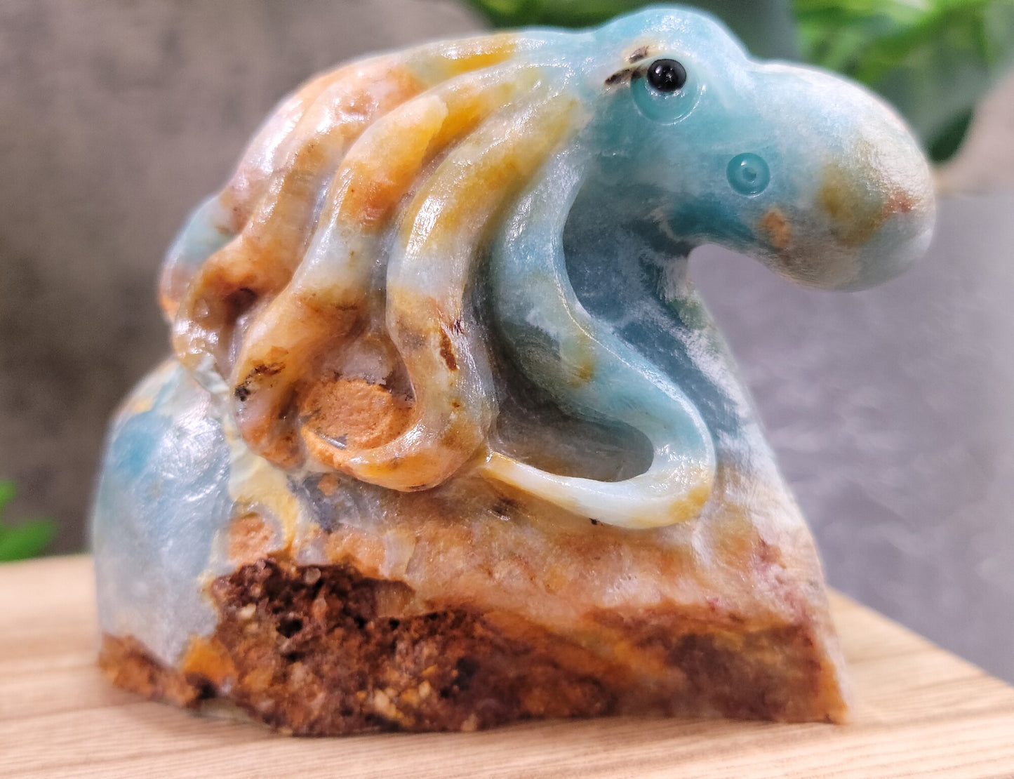 Amazonite Hand Carved Octopus 3.29"