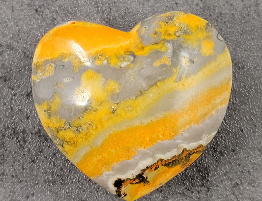 Bumble Bee Jasper Heart Carving 1.60" Palm Stone