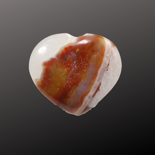 Bloodstone in Quartz, Heliotrope Heart, Hand Polished Palm Stone 2.3"