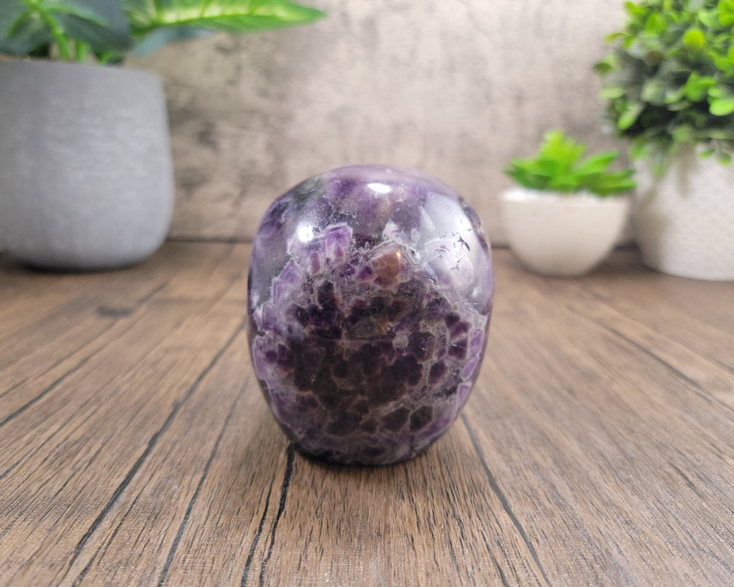 Chevron Amethyst Hand Carved Skull 1.77 Lbs, Over 4"