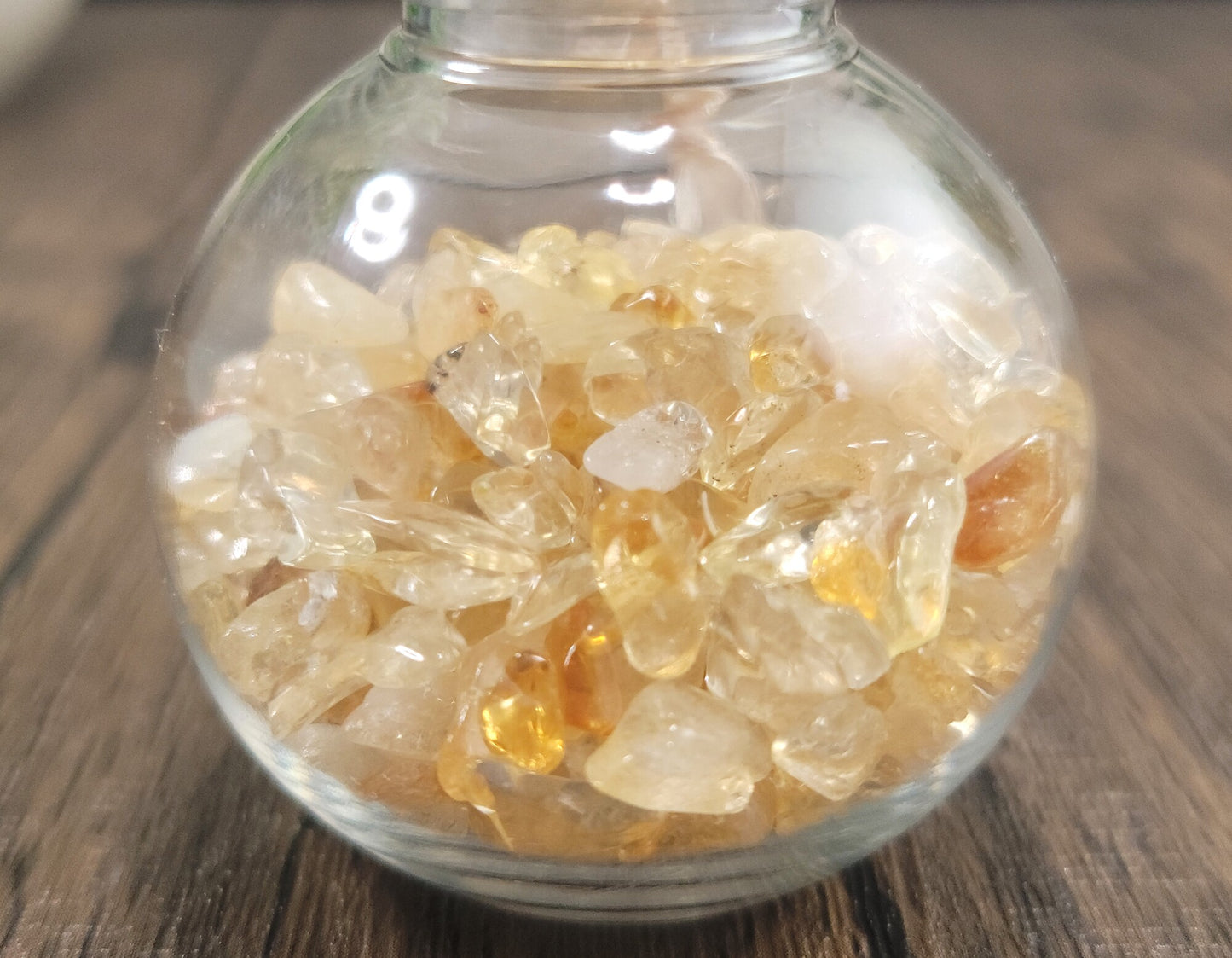 Hanging Bulb, Bottle, Ornament with Citrine Crystal Chips