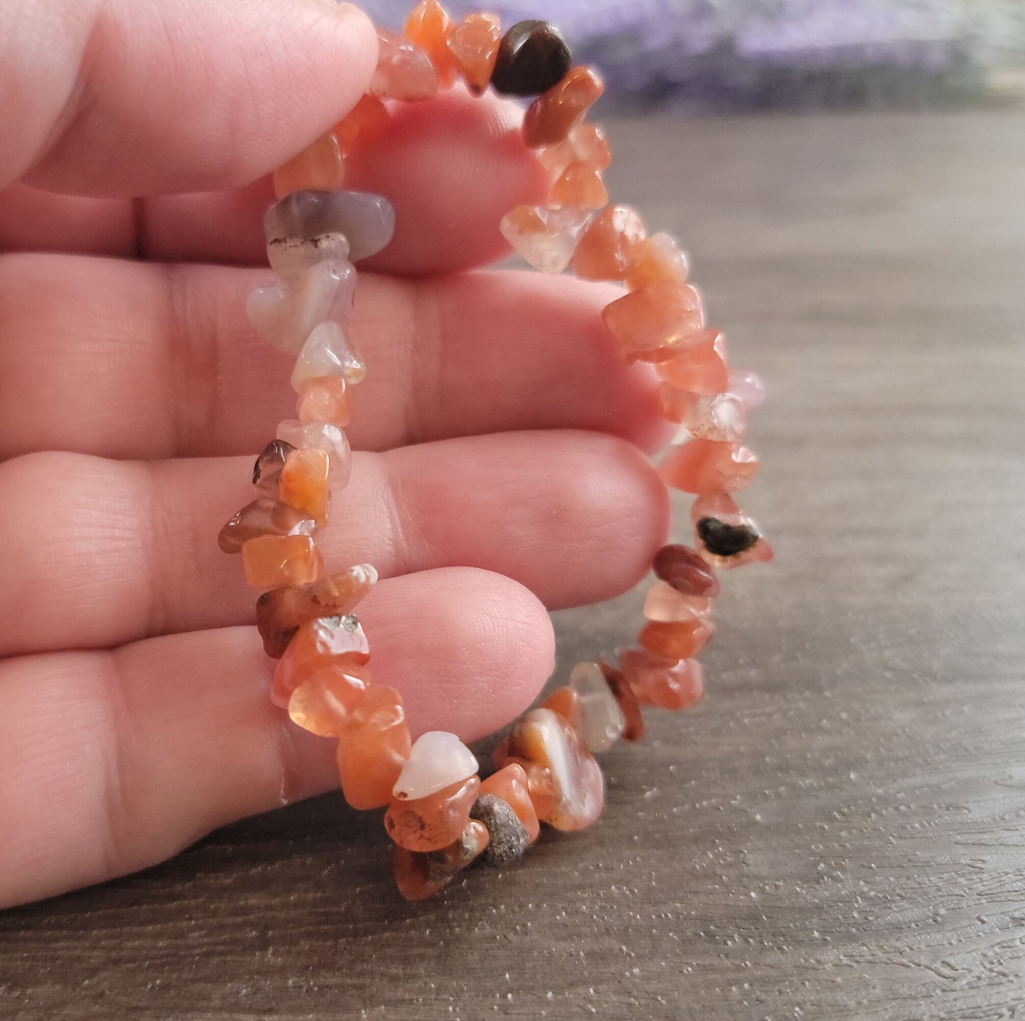 Carnelian Gemstone Crystal Chip Bracelet