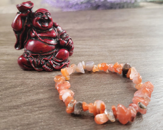 Carnelian Gemstone Crystal Chip Bracelet