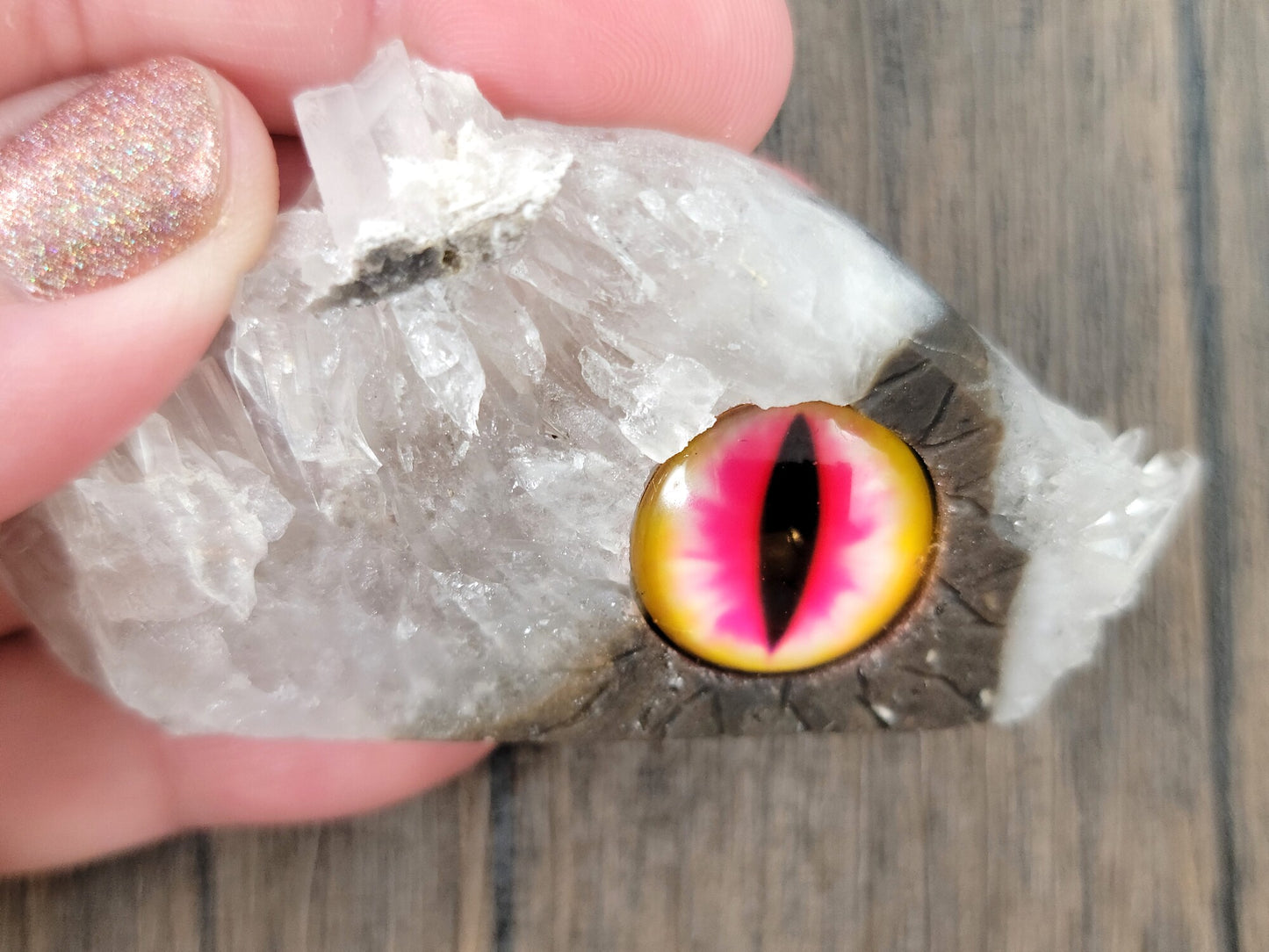 Chrysanthemum Quartz Cluster Hand Carved Dragon Eye