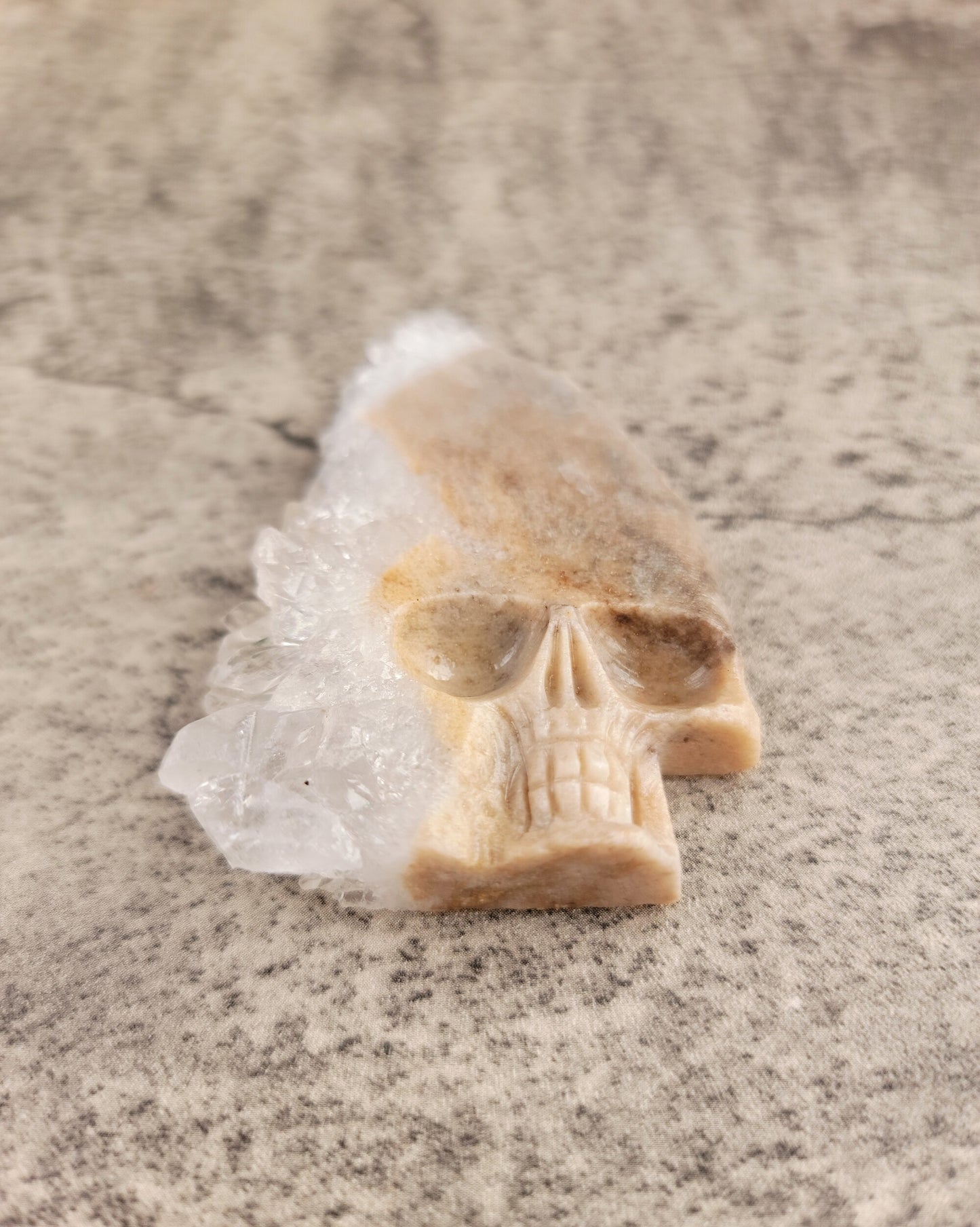 Chrysanthemum Clear Quartz Cluster Hand Carved Crystal Skull