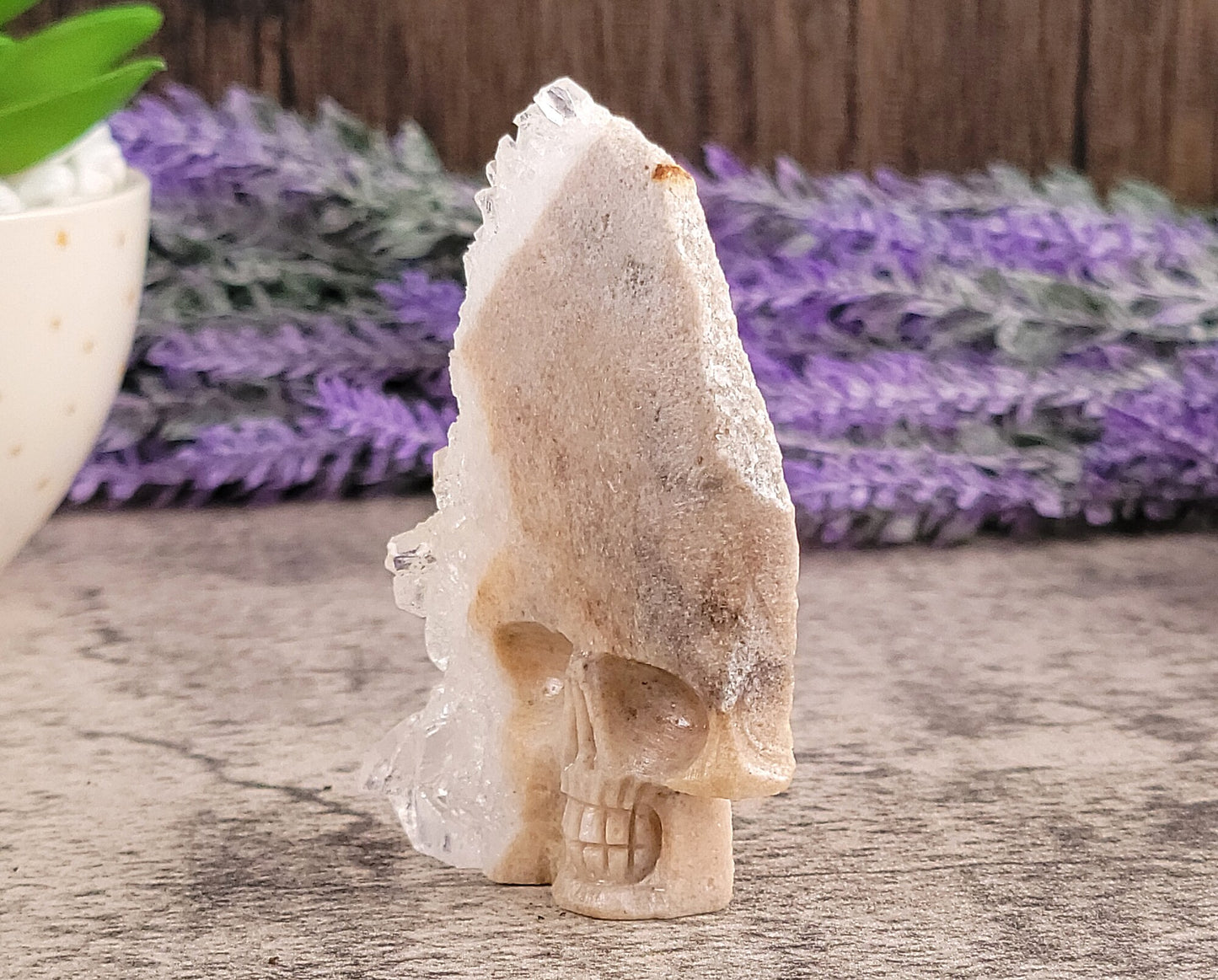 Chrysanthemum Clear Quartz Cluster Hand Carved Crystal Skull