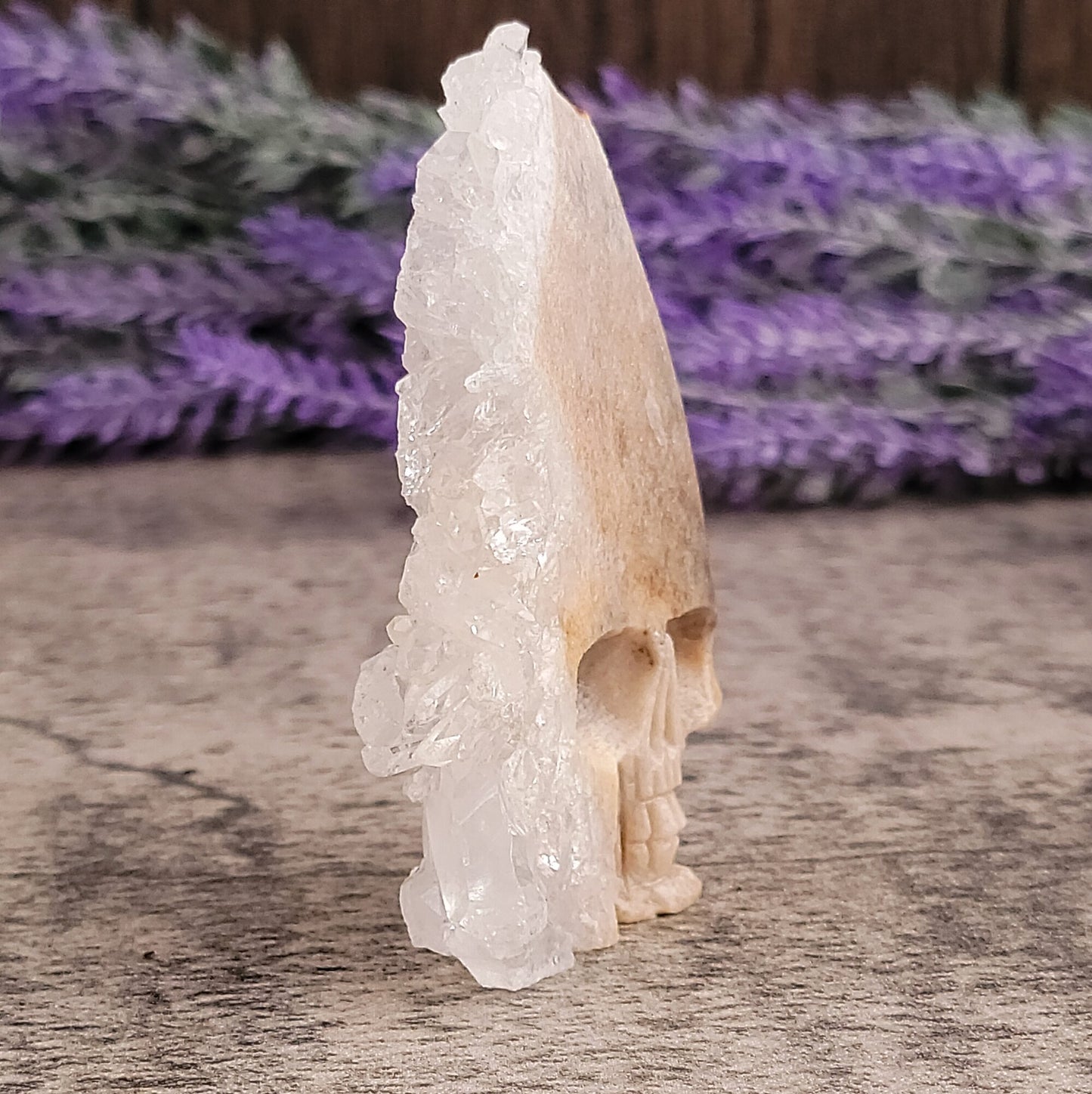 Chrysanthemum Clear Quartz Cluster Hand Carved Crystal Skull