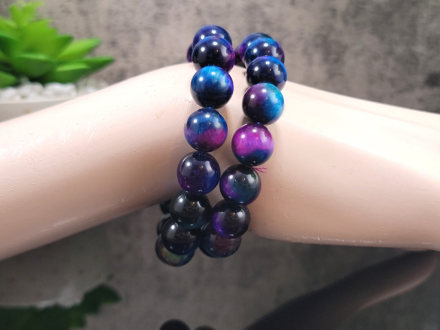 Galaxy Tiger's Eye Bead Bracelet 12mm