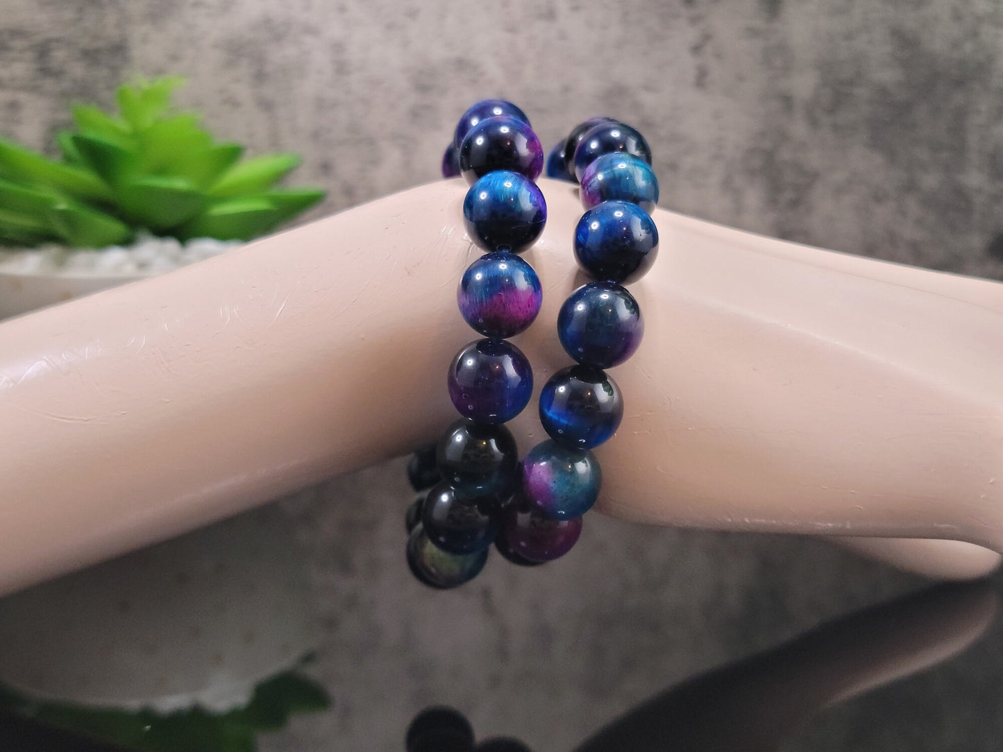Galaxy Tiger's Eye Bead Bracelet 12mm