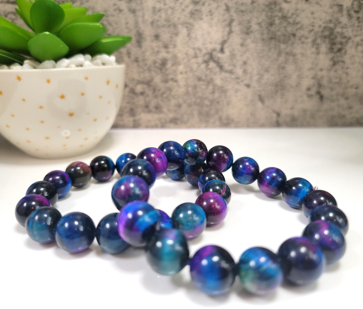 Galaxy Tiger's Eye Bead Bracelet 12mm