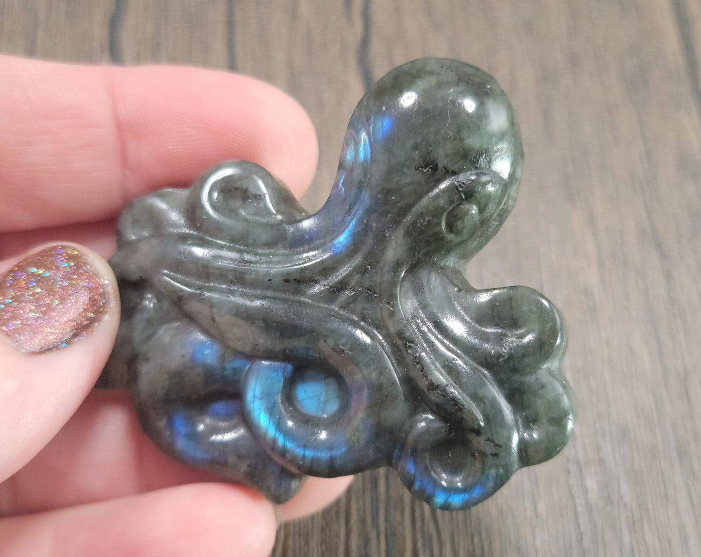 Labradorite Carved Octopus 2.30" x 2.13" #3