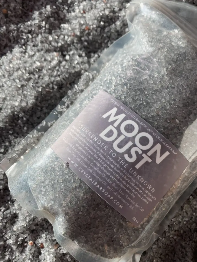 Moon Dust Crystal Infused Bath Salt with Snowflake Obsidian