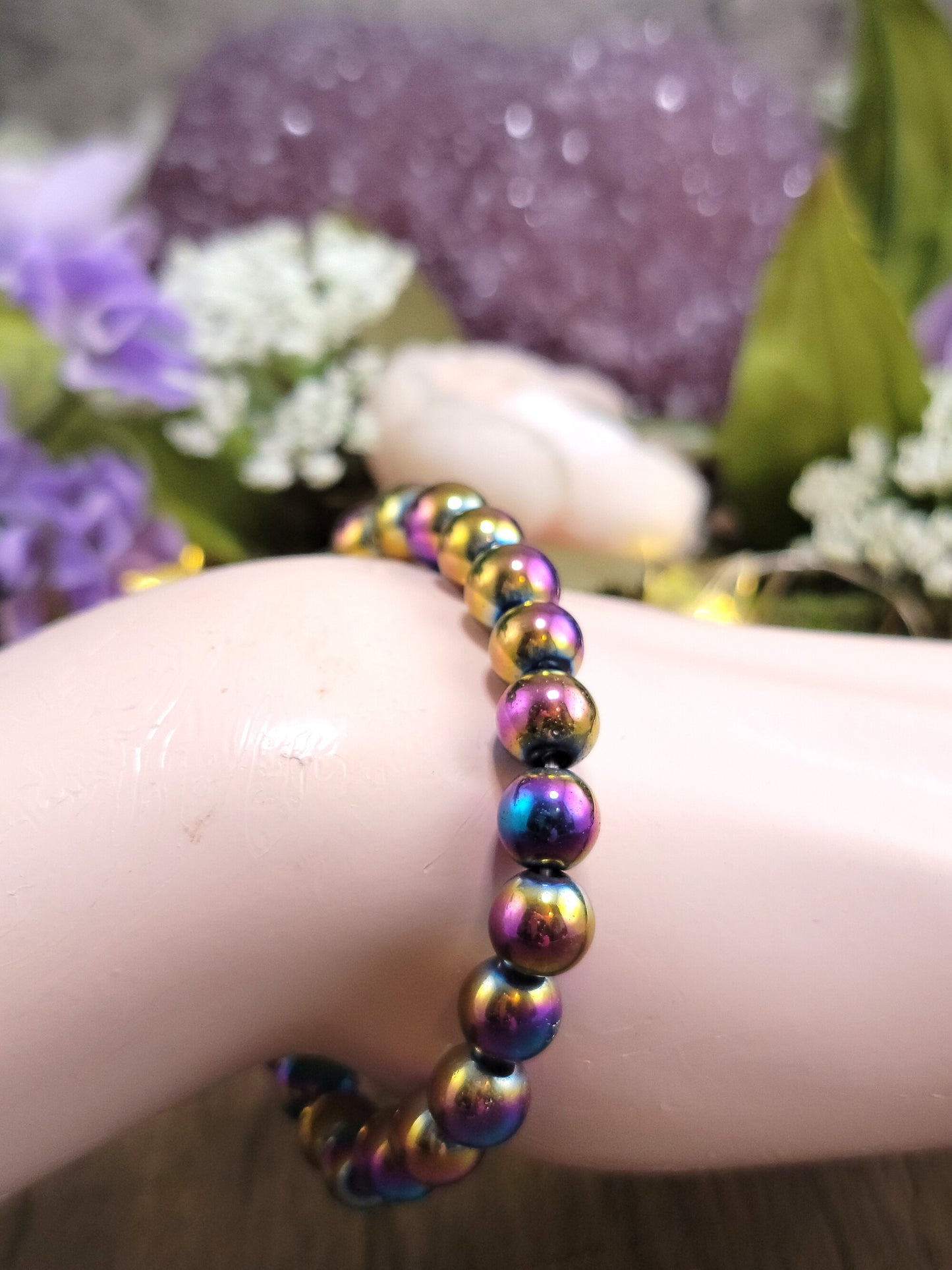 Rainbow Hematite Beaded Bracelet