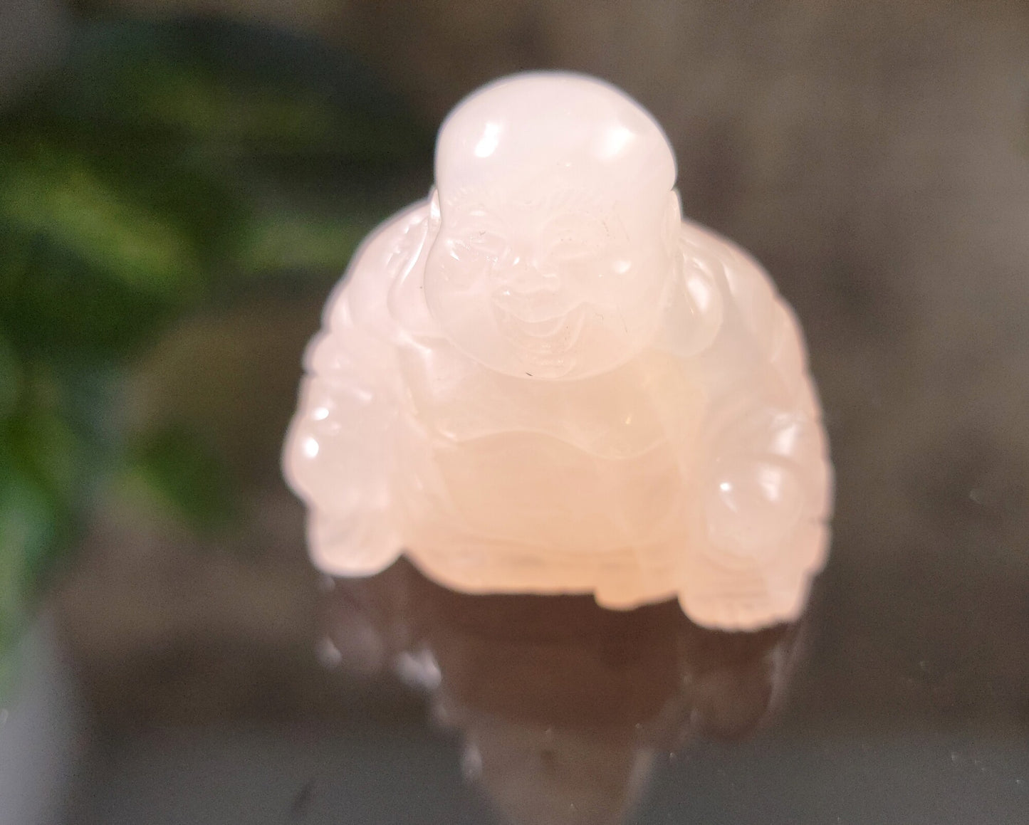 Rose Quartz Happy, Laughing, Buddha Maitreya Carving