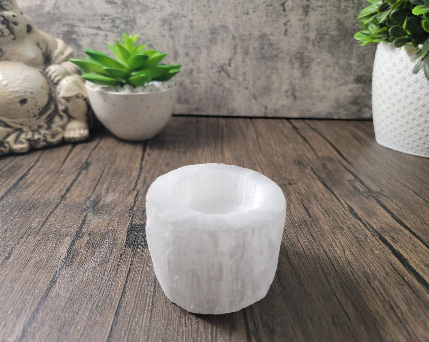 Selenite, Satin Spar, Tea Light Candle Holder or Crystal Charger 1 3/4" White