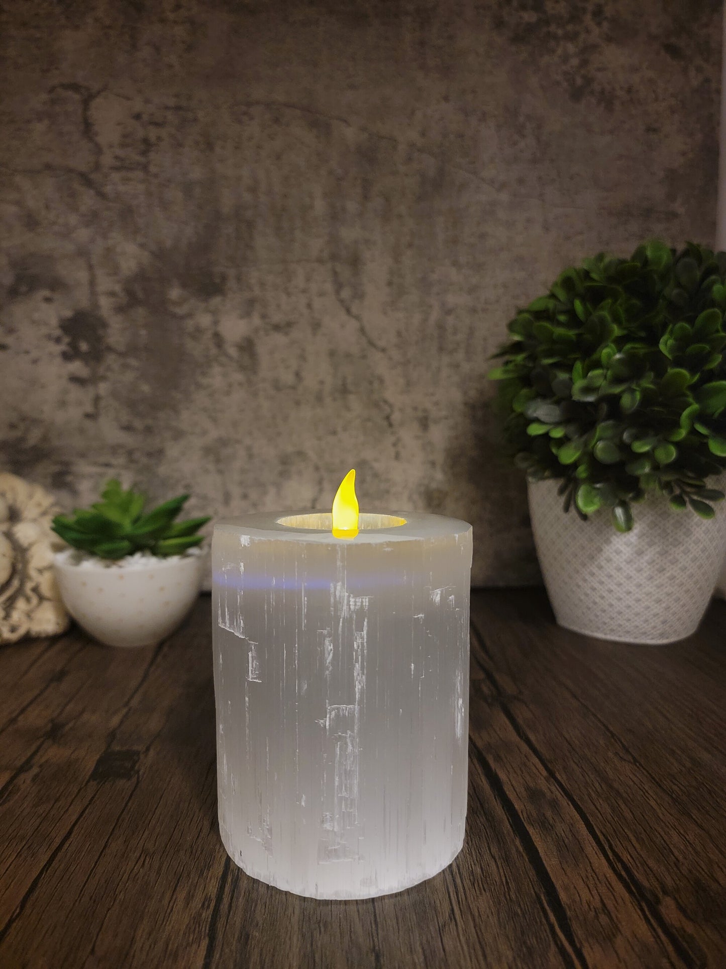 Selenite, Satin Spar Tea Light Candle Holder or Crystal Charger 4", 2.65 lbs