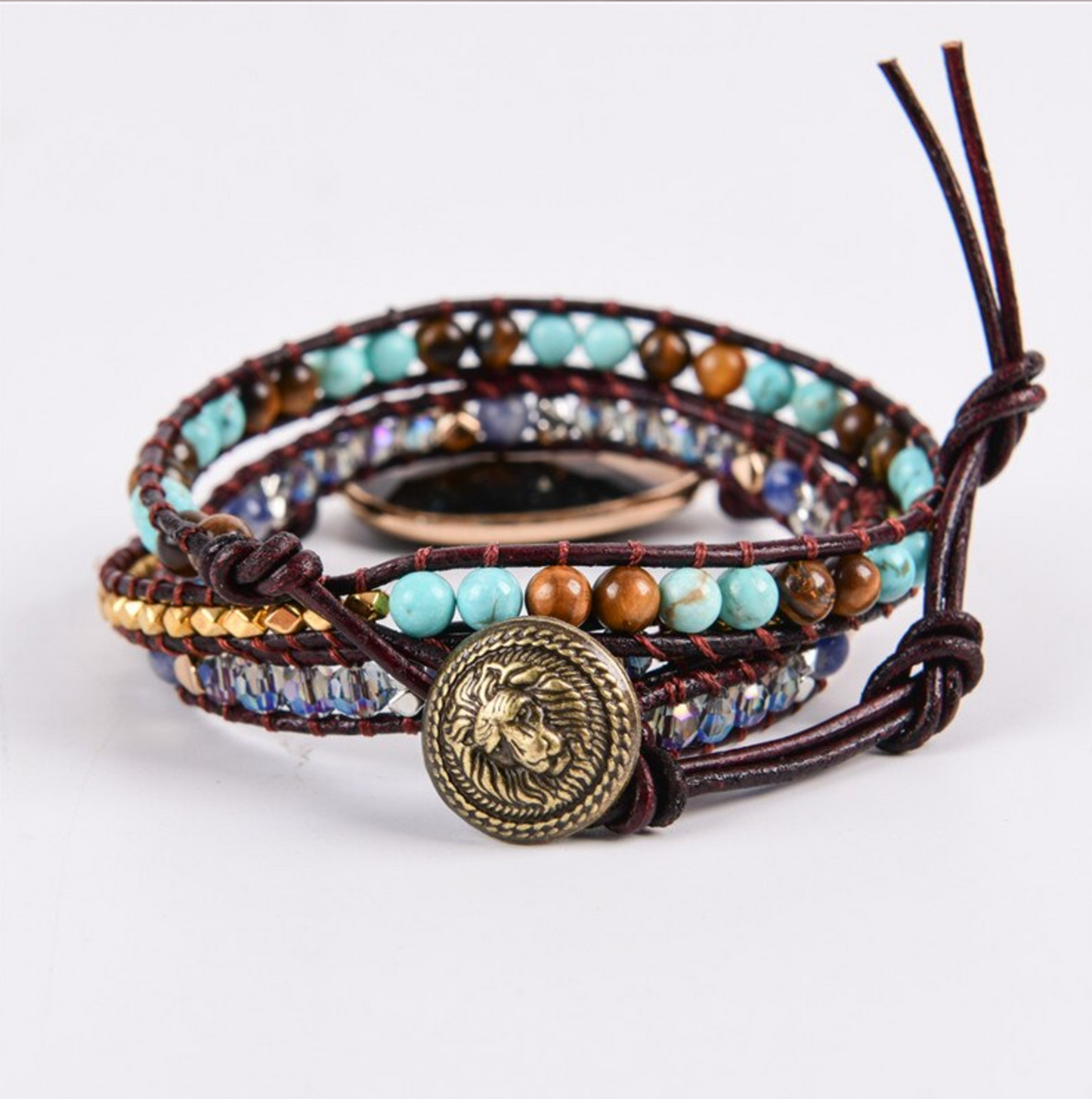 Tiger's Eye with Imperial Jasper Bohemian Wrap Bracelet