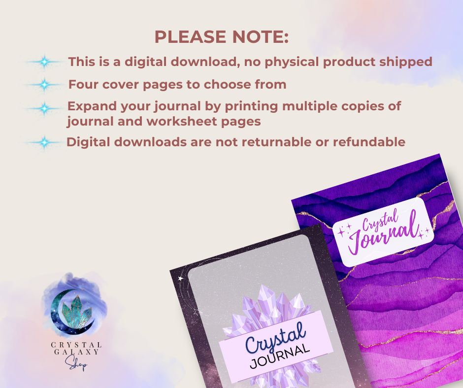 Crystal Journal, Workbook, Guides, Crystal Grids - Digital & Printable Download