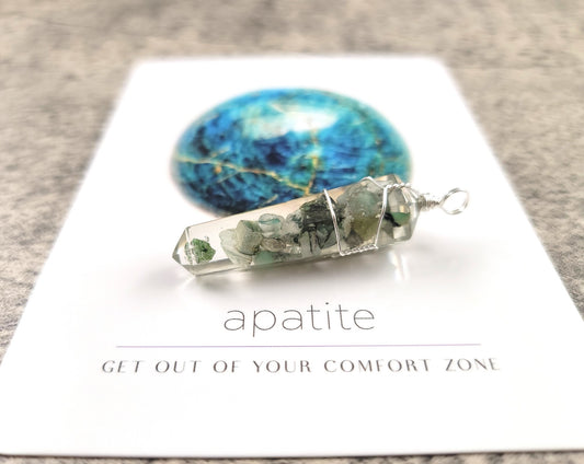 Green Apatite Orgone Wire Wrap Pendant