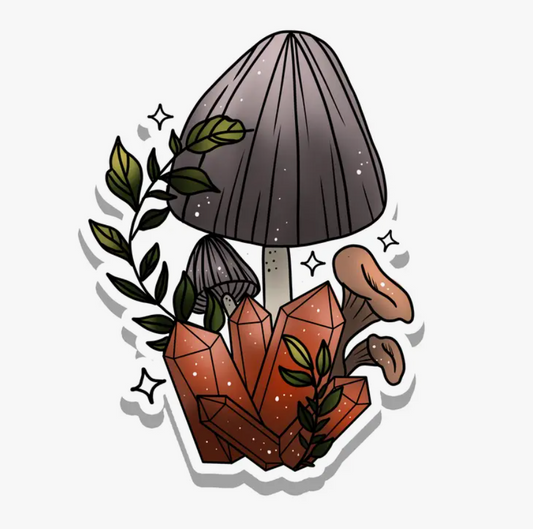 Cottagecore Neutral Color Mushroom Vinyl Sticker  3.2"