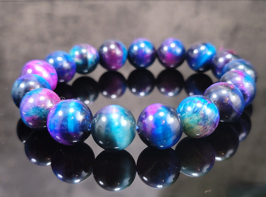 Galaxy Tiger's Eye Bead Bracelet 12mm